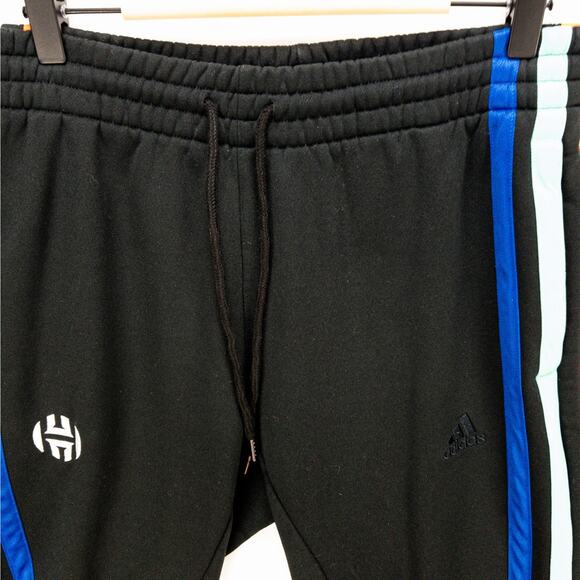 Adidas Harden Jogger Pants Men’s XL (Fits 29W) Black Cropped Multicolor Stripe - Picture 5 of 13